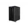 Grindinis serverio spintos korpusas 19 colių 22U 800x1000 stiklinėmis durimis LCD (plokščioje pakuotėje) V2 juodas