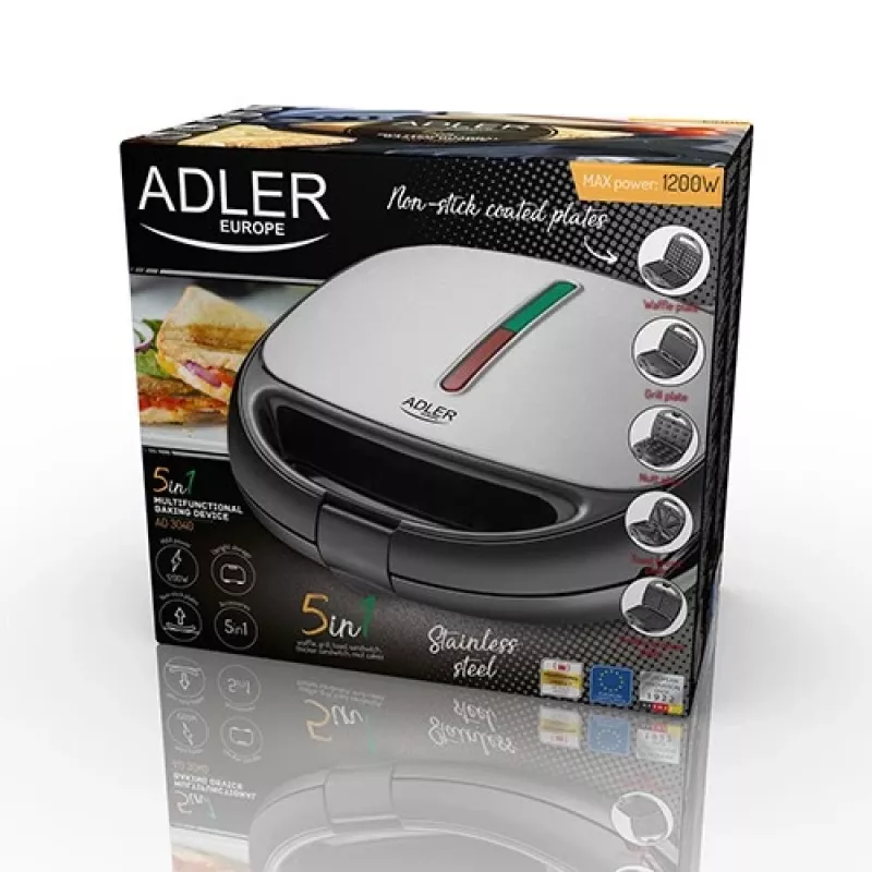 Adler AD 3040 sumuštinių keptuvė 1200 W Juoda, Pilka