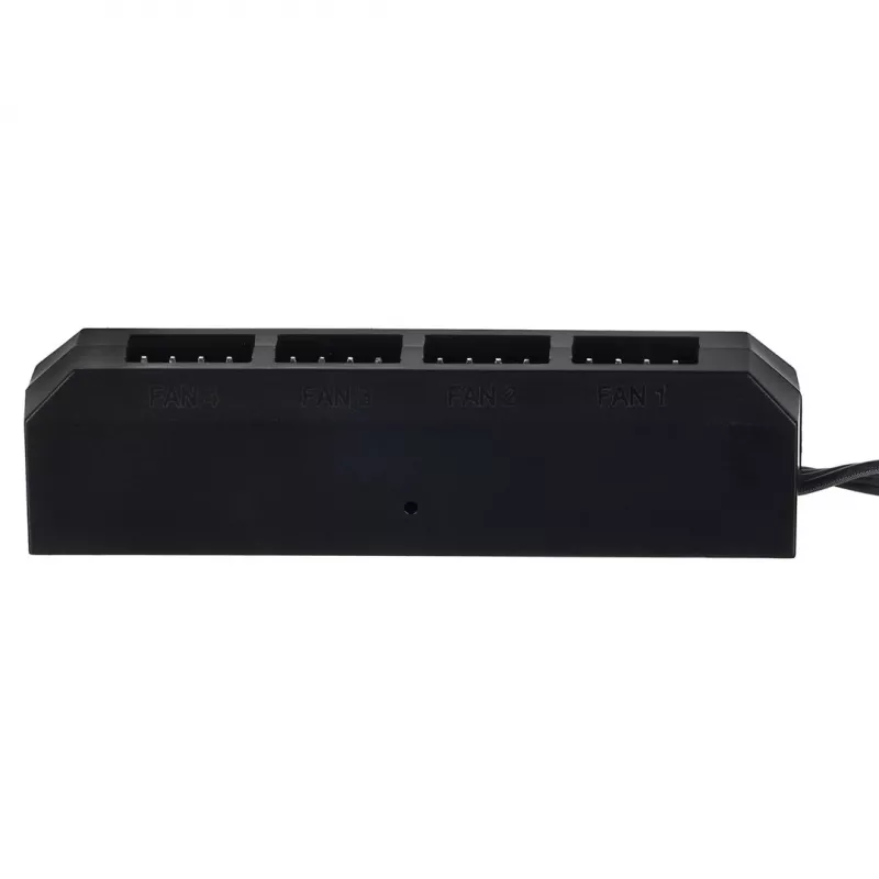 DeepCool FH-04 ventiliatorių šakotuvas — 20 kontaktų ATX į 4× 3 kontaktų Molex, 0,55 m laidas, juodas