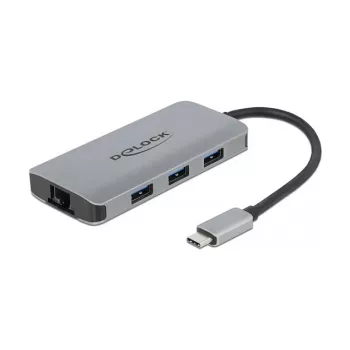 DeLOCK 63252 USB-C dokas su Gigabit Ethernet ir PD įkrovimu