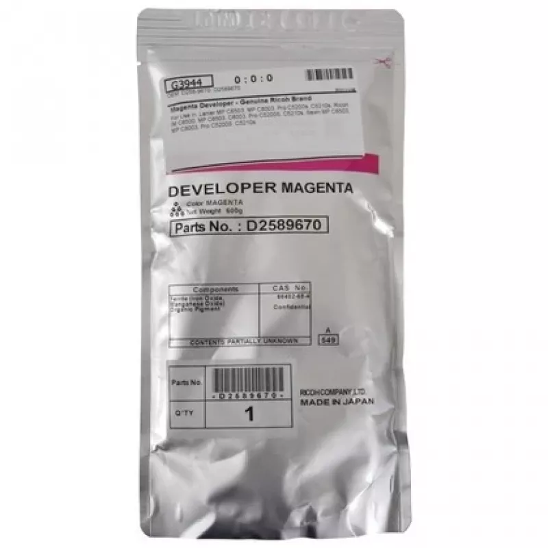 Ricoh D2589670 (D258-9670) Developer, Magenta