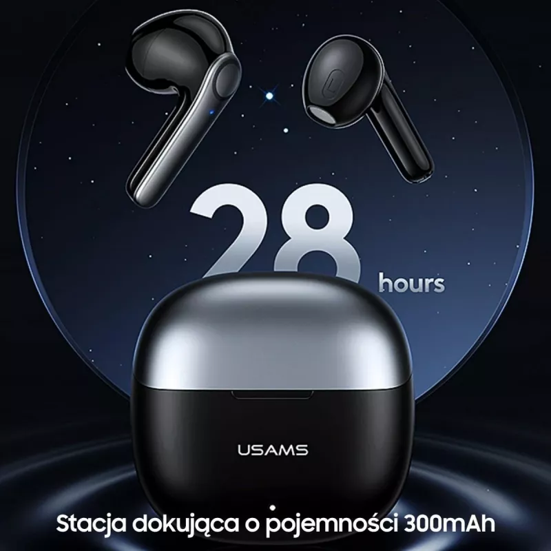 Ausinės USAMS TWSXH Series Dual Mic belaidės mėlynos BHUXH03