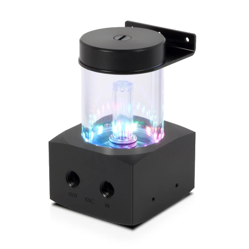 Alphacool Core rezervuaras 1022162 (MPN 15393) – permatomas akrilas su juodu acetaliniu dangčiu, 76,5 mm