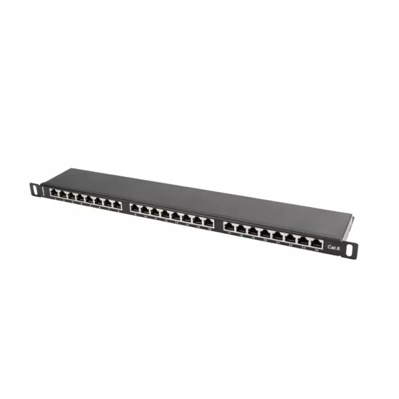 Patch panel Lanberg PPS6-0024-B 24 prievadų, 19 colių, 0,5U, ekranuotas, 6 kategorija