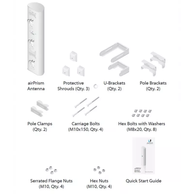 Ubiquiti AP-5AC-90-HD sektorinė antena airPrism, 5GHz, 22dBi, 2x2 MIMO, 90° (3x 30°), skirta Rocket 5AC-PRISM