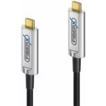 FiberX USB C laidas FX-I600-015 15m USB 3.2 Gen 1 juodas sidabrinis