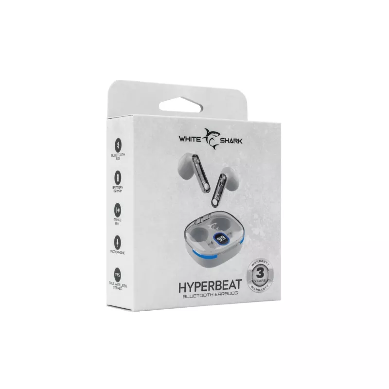 Belaidės ausinės White Shark GEB-TWS37 HyperBeat White