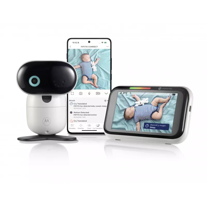 Motorola Solutions PIP1710 Connect 5 besielis vaizdo kūdikio monitorius su sukamu ir pakreipiamu 5 colių HD ekranu (120MOTOPIP1710C)