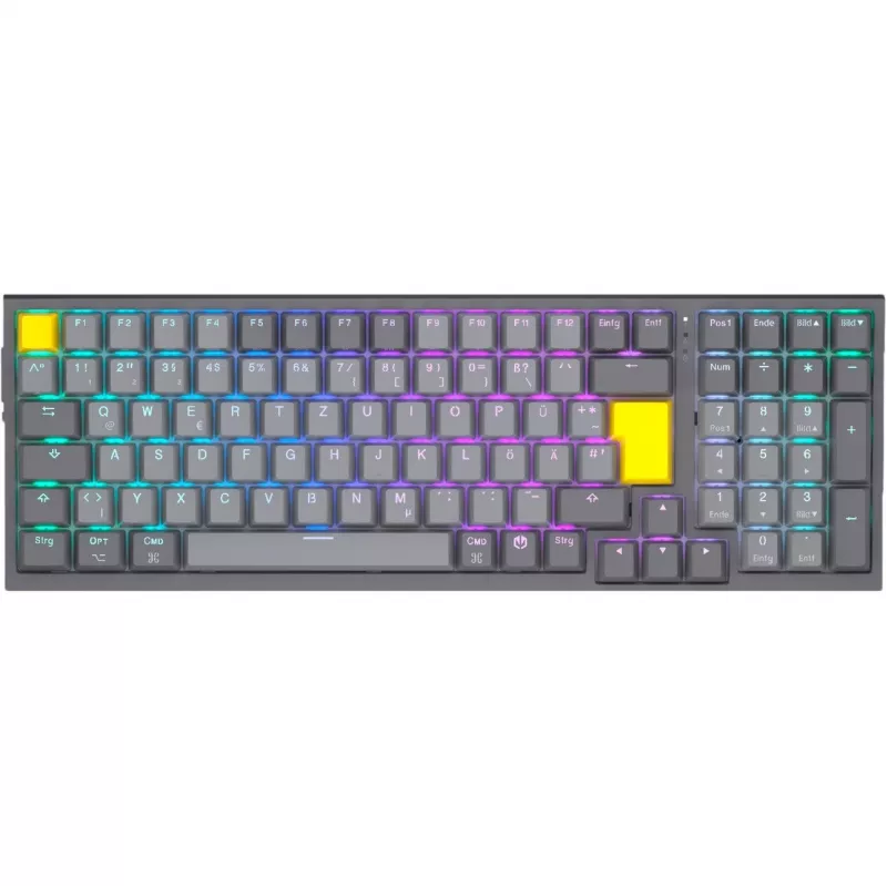 Celeris 1800, žaidimų klaviatūra pilka, DE išdėstymas, ENDORFY Yellow by Gateron