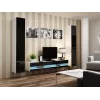 TV stovas Cama Meble VIGO NEW 30/180/40, balta viršus, juodas blizgus rėmas, 1800×400×300 mm