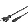 Wentronic Goobay Euro Anschlusskabel, 3 m, Schwarz - Eurostecker (Typ C, CEE 7/16) > Gerätebuchse C7 (95038)