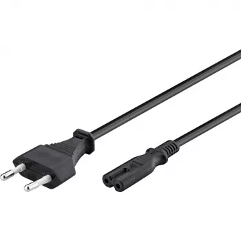 Wentronic Goobay Euro Anschlusskabel, 3 m, Schwarz - Eurostecker (Typ C, CEE 7/16) > Gerätebuchse C7 (95038)