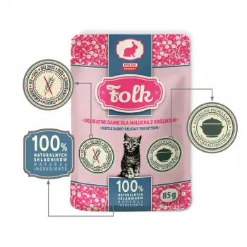 FOLK Kitten Subtle rabbit delicacy šlapias kačių ėdalas – 85g