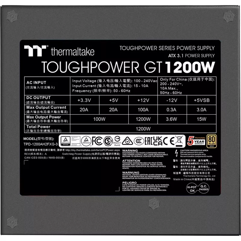 Maitinimo blokas Thermaltake Toughpower GT 1200W 24-pin ATX juodas