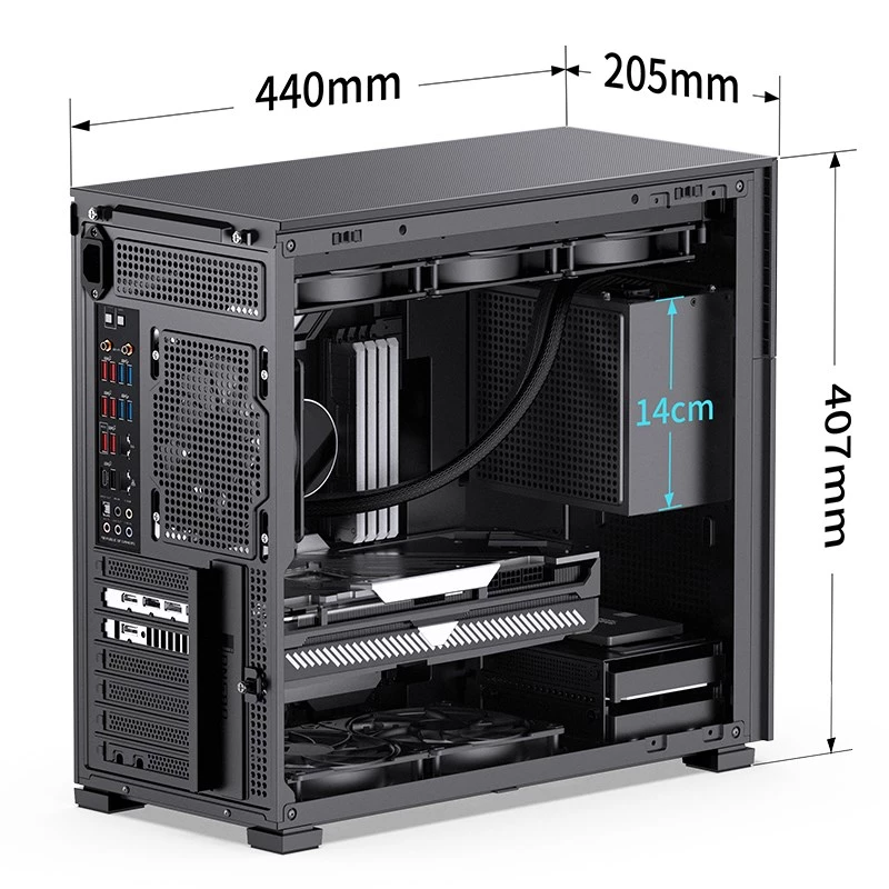Korpusas Jonsbo D41 MESH Midi Tower Juodas