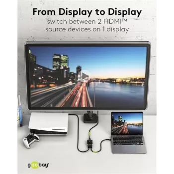 Goobay Manuali HDMI™ perjungimo dėžutė 2 į 1 (4K @ 60 Hz) (58486)
