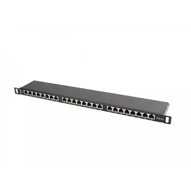 Paskirstymo panelė LANBERG PPS5-0024-B 24 prievadų CAT5e, metalinė, 0,5U, 445×99×22,3 mm, juoda