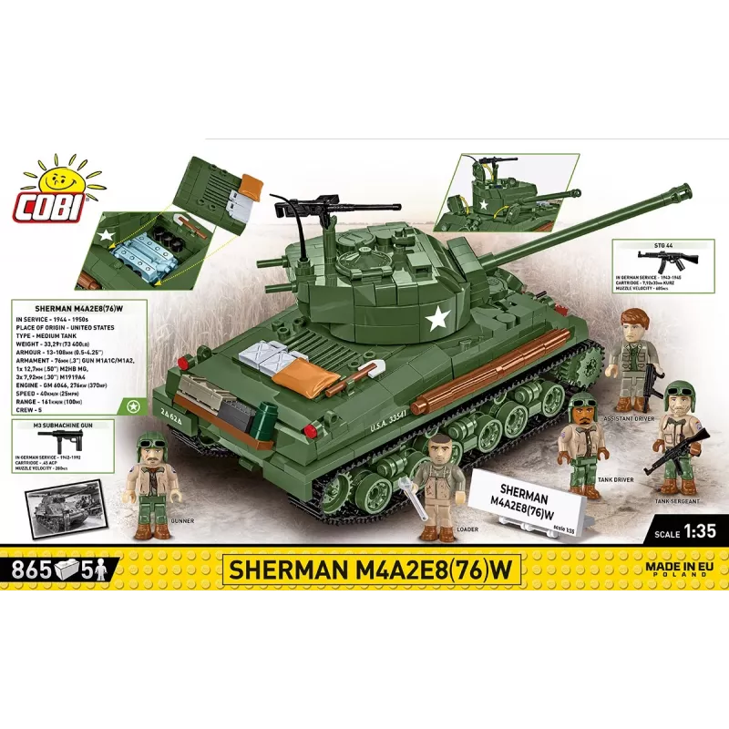 Konstruktorius Sherman M4A2E8 865 kaladėlių