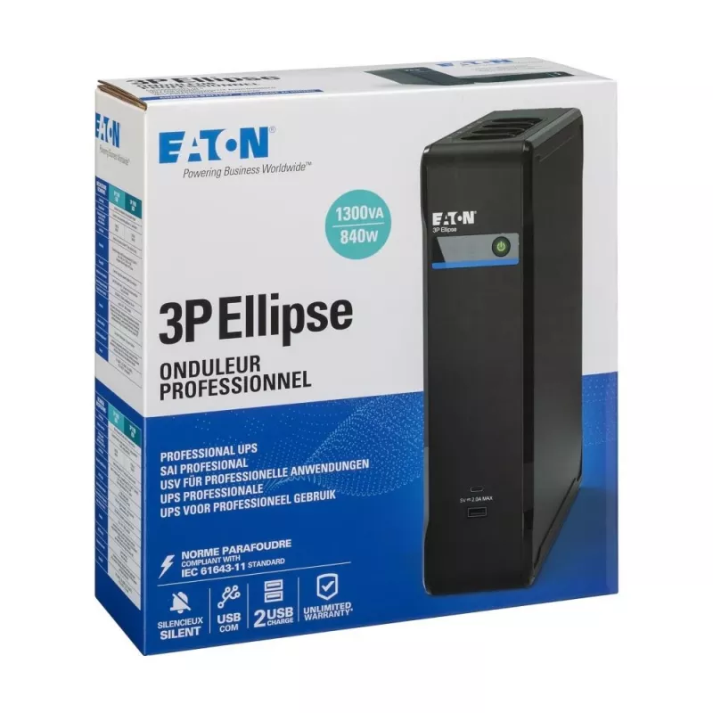 Eaton 3P Ellipse UPS nepertraukiamo maitinimo šaltinis 1,3 kVA 840 W 8 lizdų