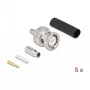 BNC lizdinis užspaudžiamas kištukas DELOCK 90013, skirtas RG-174 / RG-316, su termosusitraukiančia mova, 14,5×23,5×14,5 mm, pakuotė po 5 vnt.