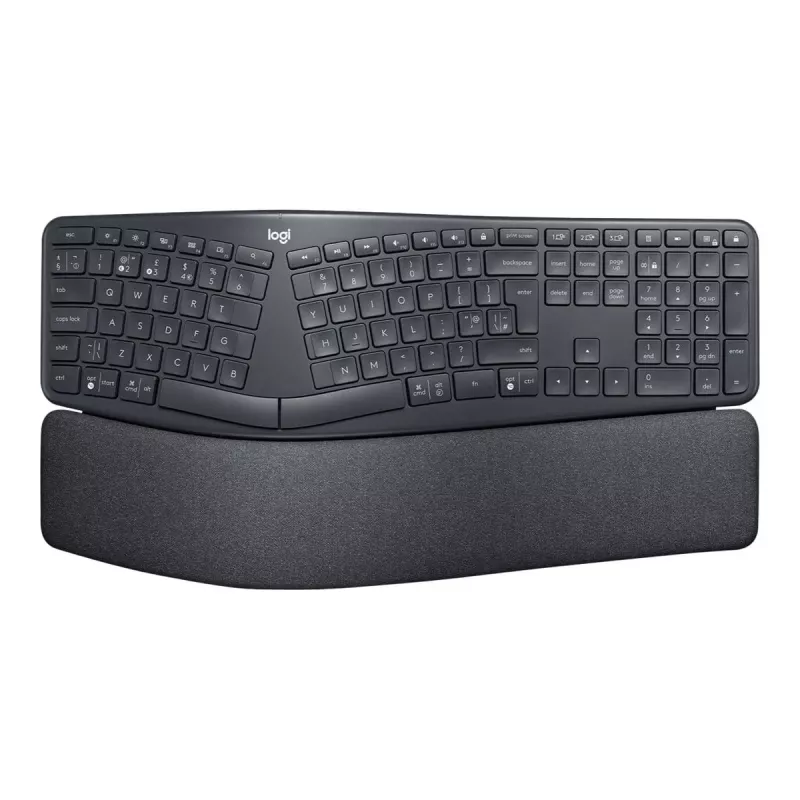 Logitech ERGO K860 – belaidė klaviatūra, 2.4 GHz, Bluetooth 5.0, QWERTY GB, grafito spalva