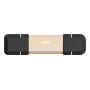 „Silicon Power DS72“ 1 TB nešiojamas SSD, USB 3.2 Gen 2, Type-C ir Type-A, aliuminio/gumos dangtelis, auksinė spalva