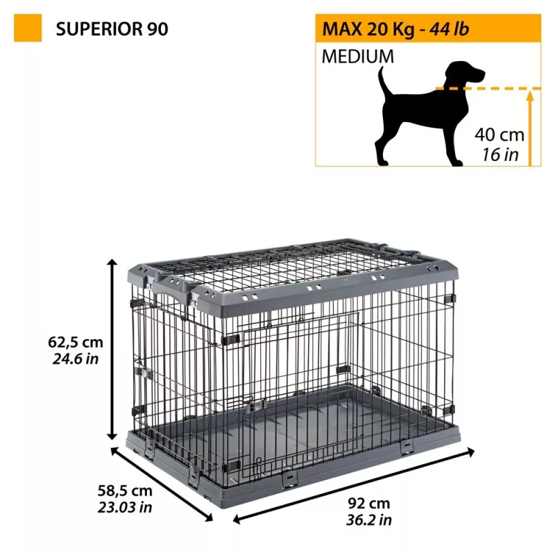 FERPLAST Superior 90 – šunų narvas – 92 x 58,5 x 62,5 cm