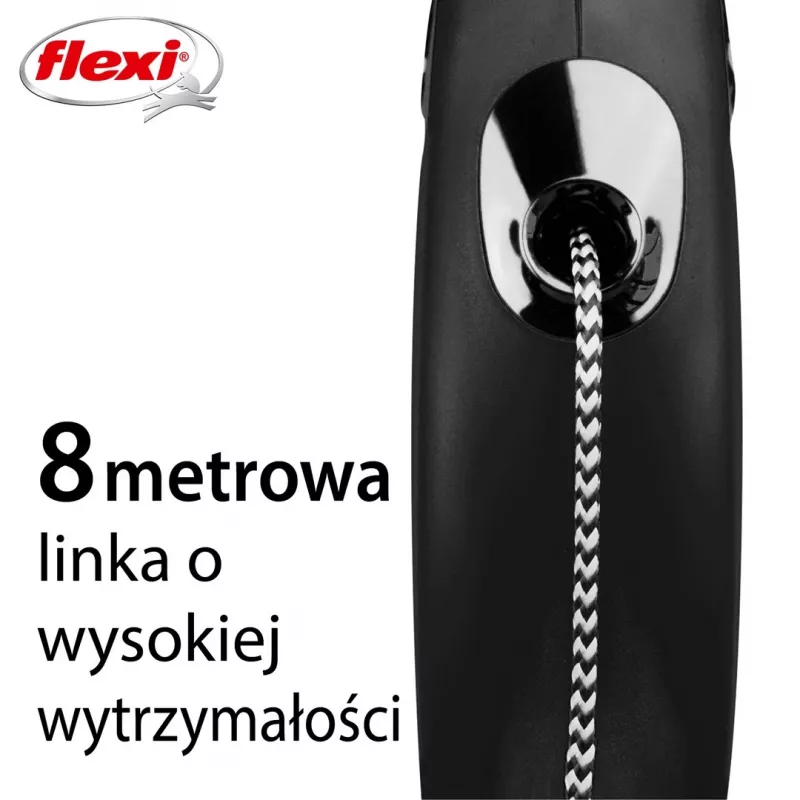 Flexi New CLASSIC 8 m Juodas šuns atsukamas pavadėlis