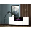 Komoda su elektriniu židiniu Cama Meble PAFOS, 180x42x82 cm, balta matinė, 1400–1600 W, be rankenų, 3 durys, 2 lentynos