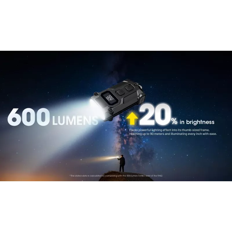 Raktų pakabuko žibintuvėlis Nitecore TINI3 juodas 600 lm USB įkraunamas