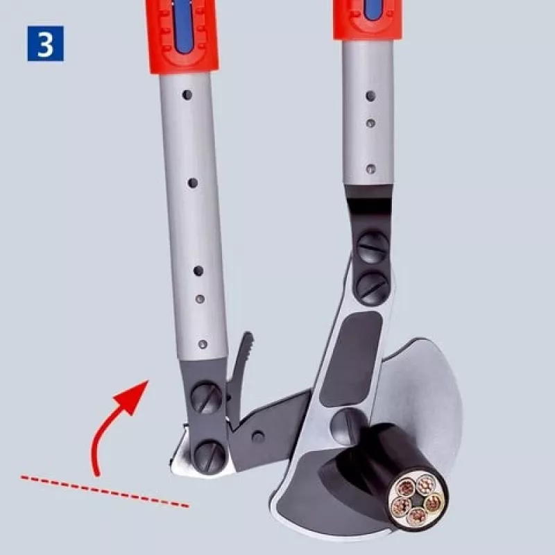 Kabelių žirklės Knipex 9532038 su reketiniu mechanizmu