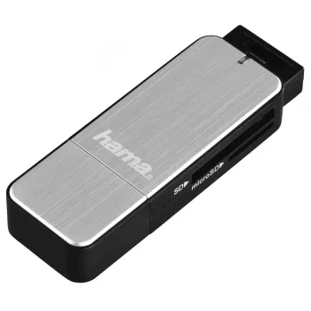 Kortelių skaitytuvas Hama 123900 USB 3.2 Gen 1, juodas, sidabrinis