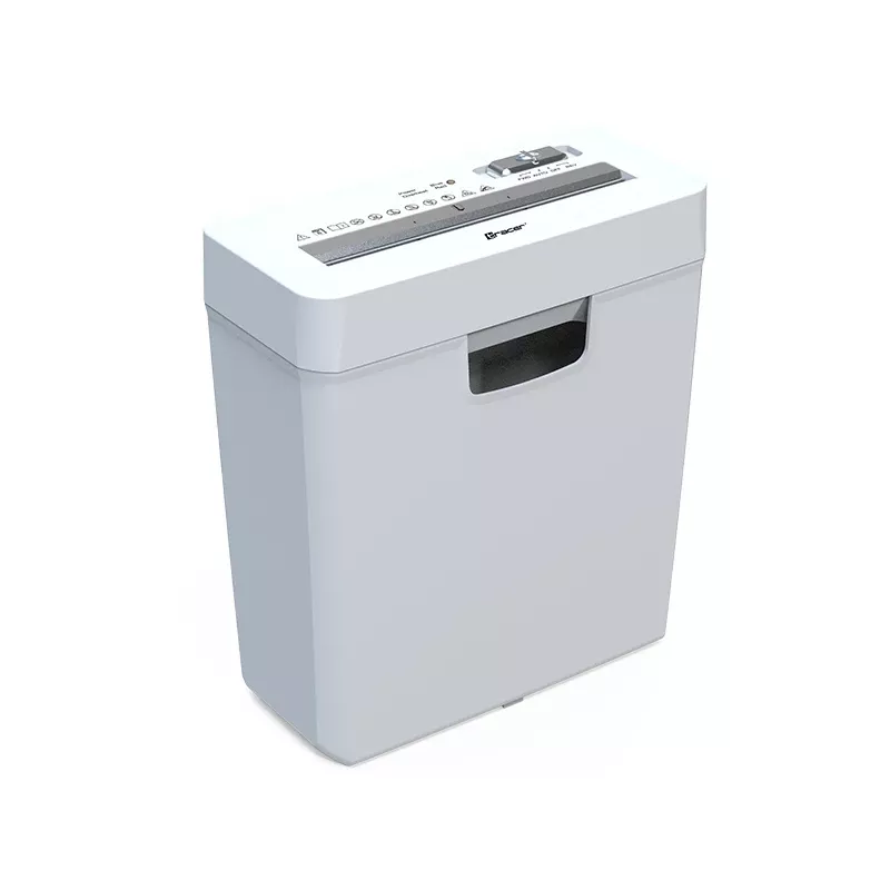 Popieriaus smulkintuvas TRACER Tracer 47584 – kryžminis pjovimas 6 mm, iki 5–6 lapų, 10 L krepšelis, baltas
