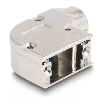 DELOCK D-Sub korpusas 9 kontaktų jungtims su metaliniu laikikliu 90° kampu, sidabrinis, 33×47×16 mm