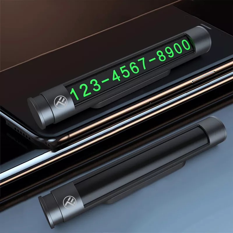 Laikina automobilio stovėjimo kortelė Tellur TLL171251 – metalo juoda, rodo du telefono numerius