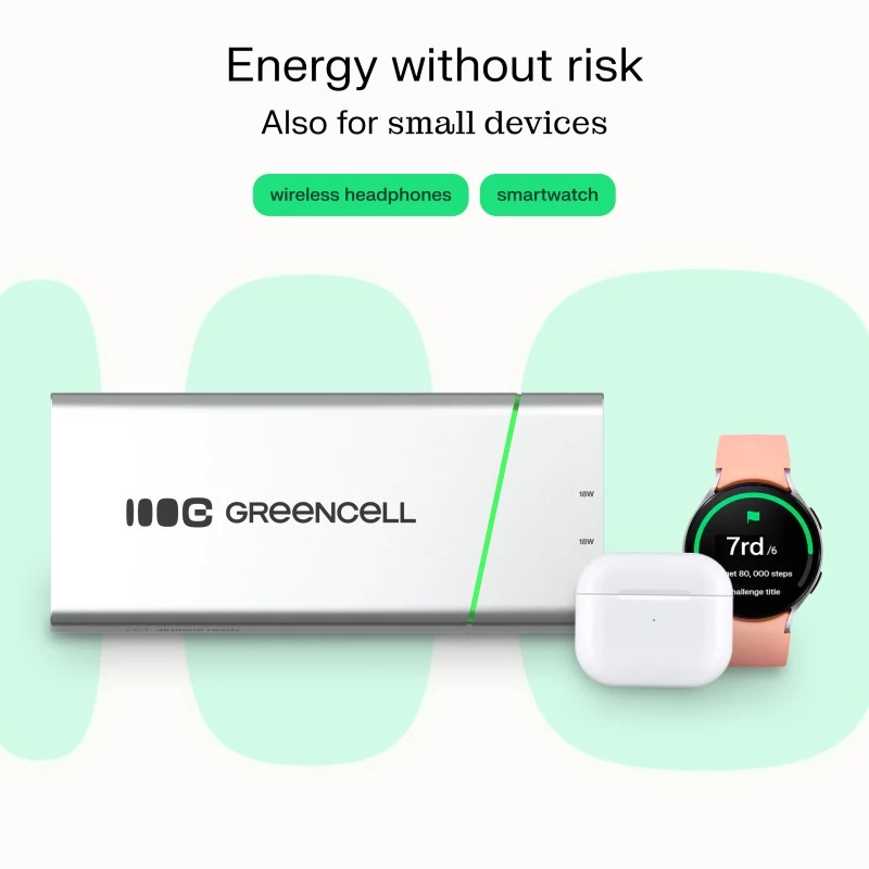 Nešiojama baterija Green Cell BPLGC20P 20800 mAh Li‑Jonų, USB‑C PD 65W, 2x USB‑C + 1x USB‑A, aliumininis korpusas