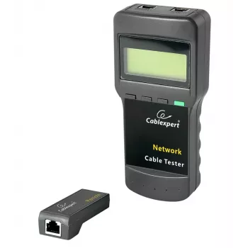 Kabelių testeris GEMBIRD NCT-31 – tęstinumo tikrintuvas su LCD, RJ-11/RJ-12/RJ-45, juodas