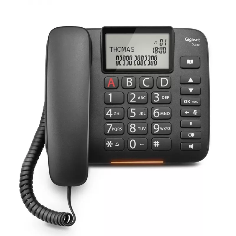 Laidinis telefonas Gigaset DL380 su skambučio numerio rodymu juodas