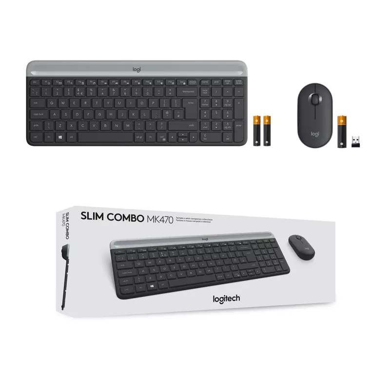 Belaidis klaviatūros ir pelės rinkinys Logitech MK470 Slim Combo (grafitas)