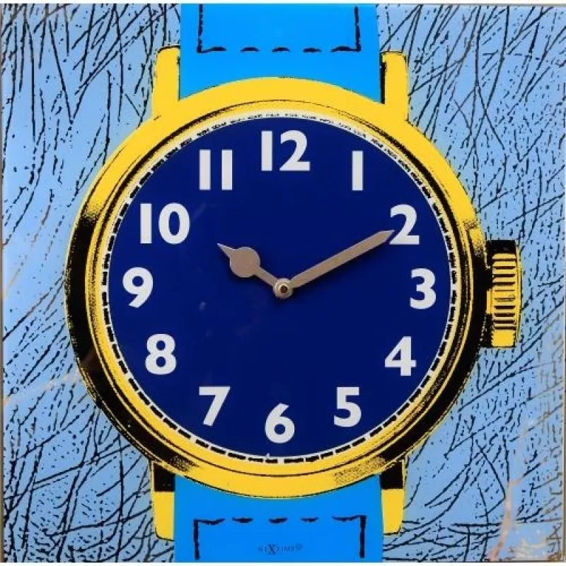 NeXtime klok 8157 Watch One sieninis laikrodis, 43x43,2 cm, mėlynas/geltonas