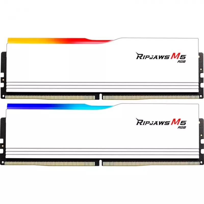 G.skill Ripjaws M5 RGB 64 GB (2x 32 GB) DDR5-6000 Dual-Kit, balta, F5-6000J3040G32GX2-RM5RW, INTEL XMP