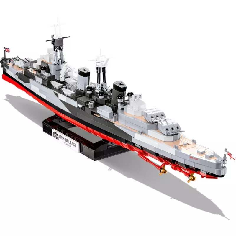 Konstruktorius Cobi HMS Belfast 1:300 mastelio modelis COBI-4844, istorinio Karališkojo laivyno lengvojo kreiserio demonstracinis modelis