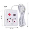 Maitinimo blokas MACLEAN MCE388 W — 2 kištukiniai lizdai, 3×USB, 110–240V, 2500W, 3 m laidas, baltas