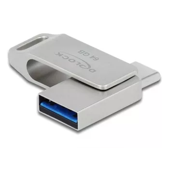 USB atmintukas DeLOCK 64GB USB-C / Type-A sukamas metalinis korpusas