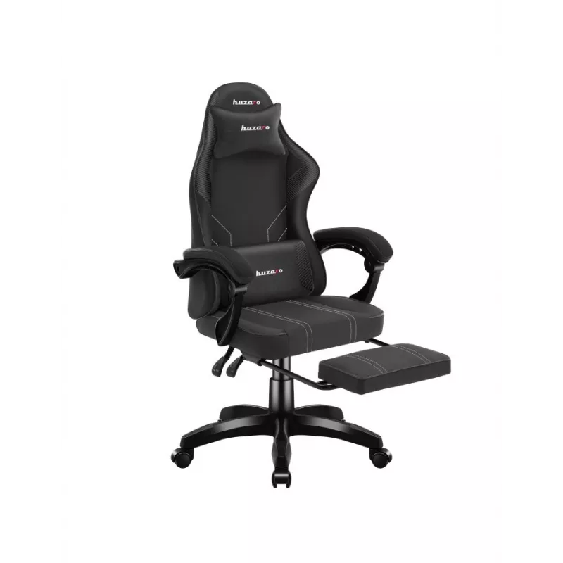 Žaidimų kėdė Huzaro Force 3.7 Carbon Black – ergonomiška, reguliuojamas aukštis 107,5–116,5 cm, 5 ratukai, juosmens ir kaklo pagalvėlės