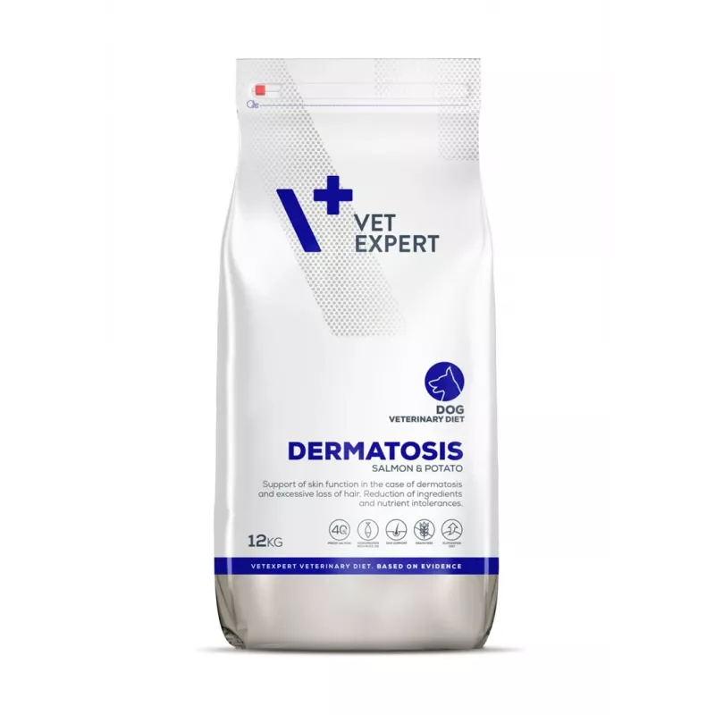 VET EXPERT Veterinary Diet Dermatosis Dog Salmon & Potato sausas šunų ėdalas - 12 kg