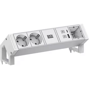 Ilgintuvas Bachmann DESK2 ALU WHITE 937.413 su 2x USB prievadais