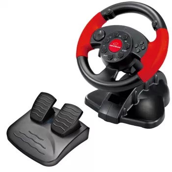 Vairas ESPERANZA EG103 žaidimų valdiklis – PC/PS2/PS3, 13 mygtukų, vibracija, akselerometras, juodas/raudonas