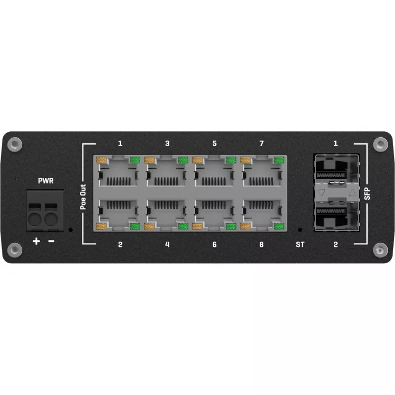 Teltonika TSW202 valdomas L2 Gigabit Ethernet (10/100/1000) maitinimas per Ethernet (PoE) aliuminis, mėlynas