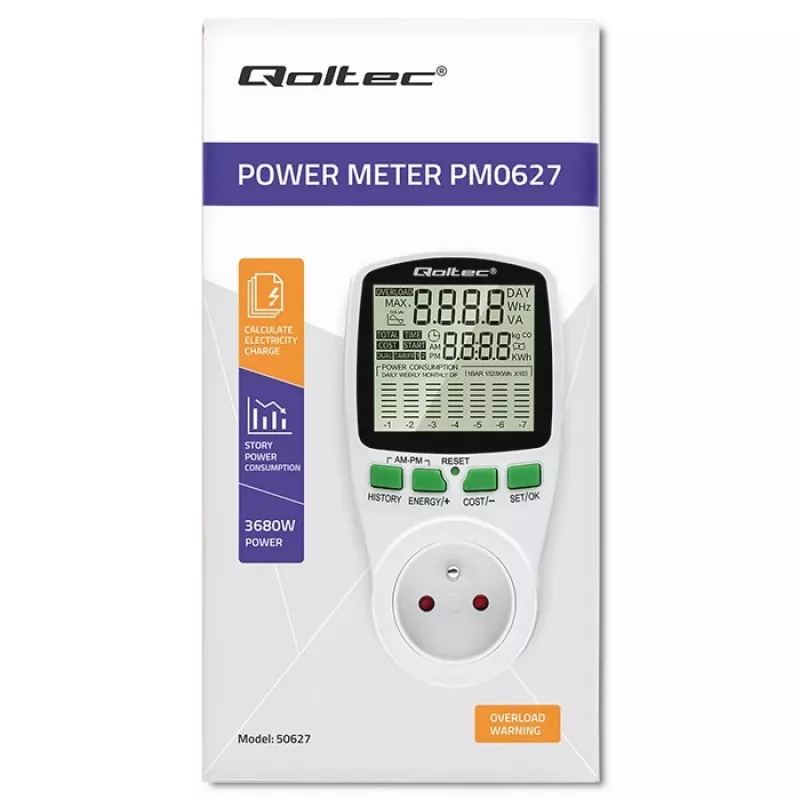 Energijos skaitiklis QOLTEC PM0627 3680W su istorija